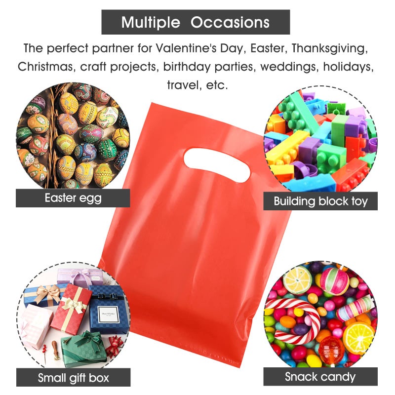 Umikk 100 Pcs Small Plastic Gift Bags, 6"x8" Party Bags for Kids Birthday, Small Plastic Bags with Handles, Party Favor Bags for Easter, Christmas, Valentine's, Craft Show, Wedding, 10 Color - Image 4